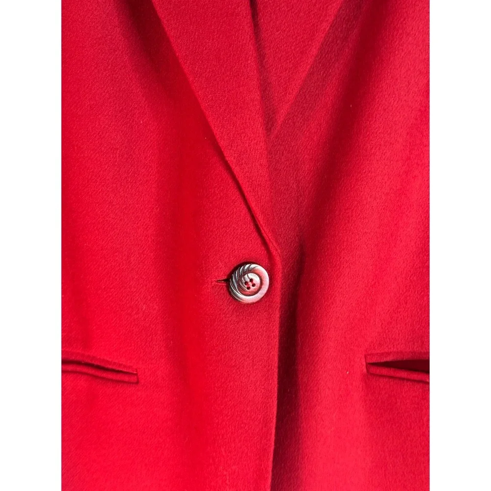 Prophecy Red 100% Wool Blazer Jacket Size 14 Single Button Lined‎ Career VTG